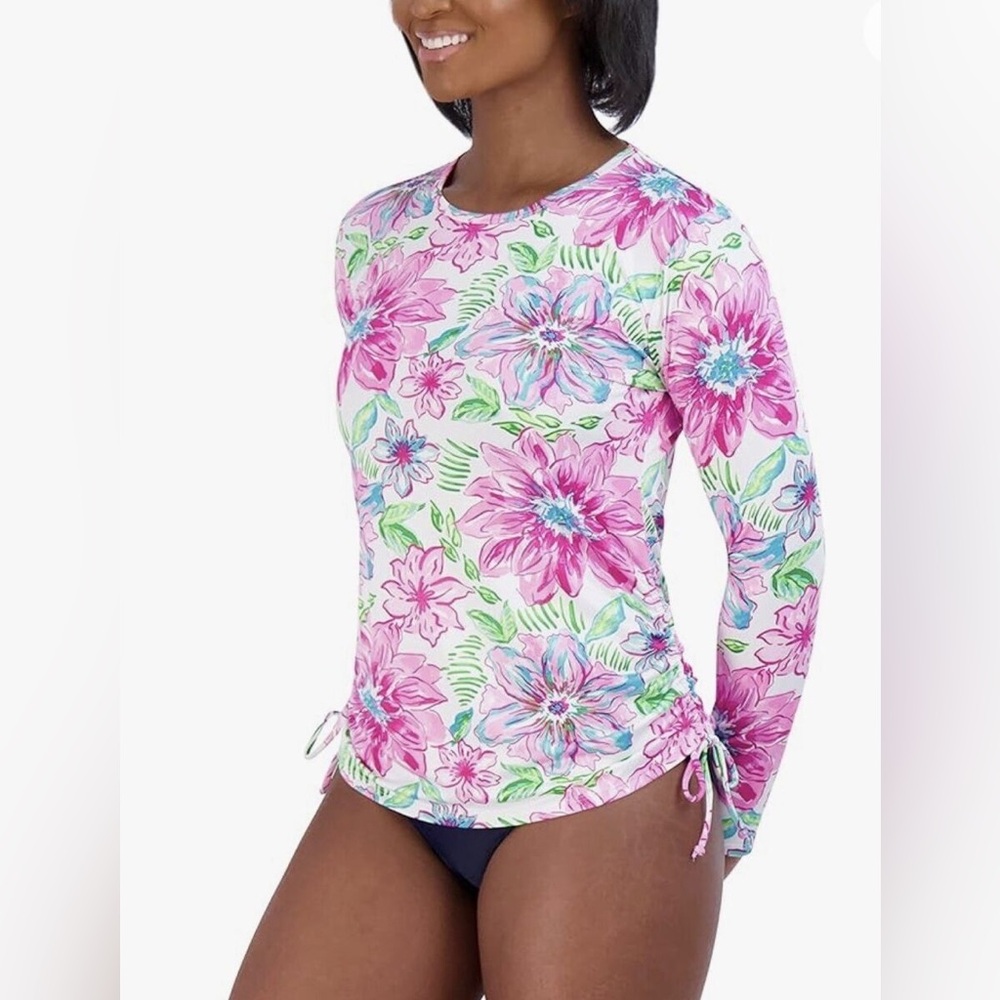 Stella Parker Long Sleeve Rash guard UPF 30 Floral Pull Over Swim Shirt …